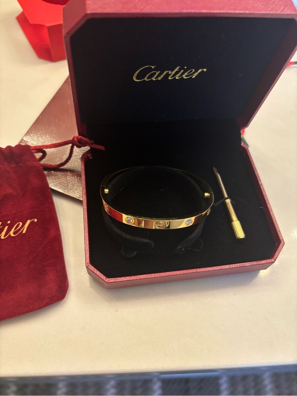 Gold Love Bracelet with Screws and Box Sz 17